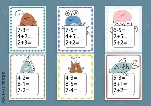 Animal Math Flashcards Doodle Set
