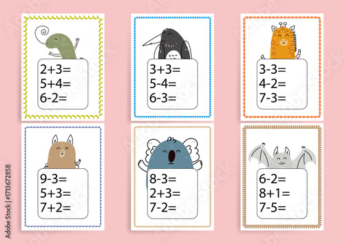 Educational Animal Math Card Set