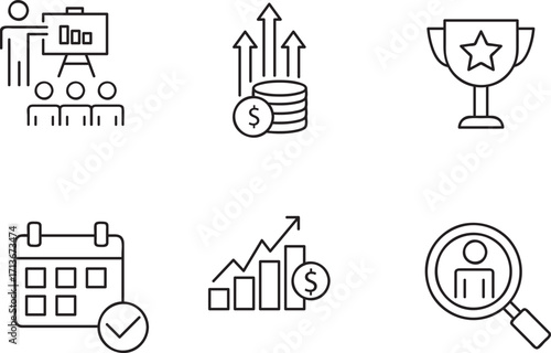 Business Icon set.  Editable stroke. Vector illustration on white background1.eps