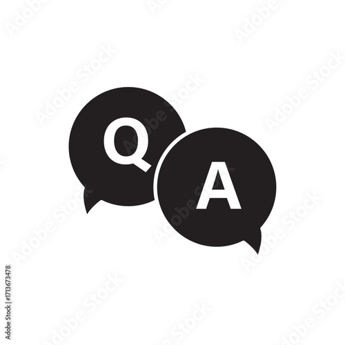 Questions and answers icon with speech bubble and q and a letters.