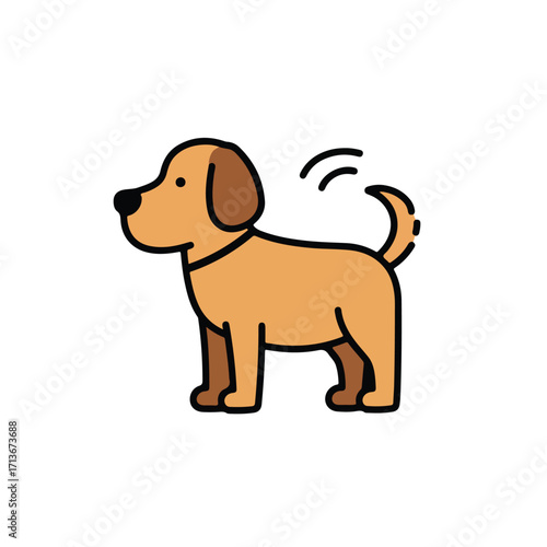 Happy dog with a wagging tail, perfect for pet products, animal care visuals, and cheerful designs needing a positive vibe.
