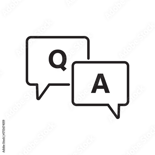 Questions and answers icon thin flat outline style vector sign
