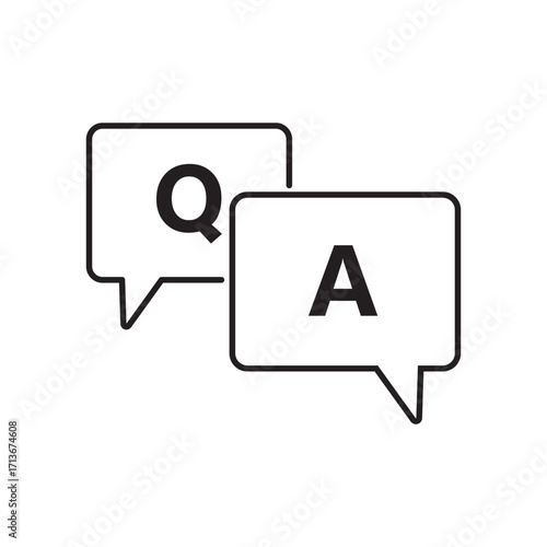 Questions and answers icon vector outline set illustration sign