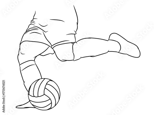 Line art drawing of a football player
