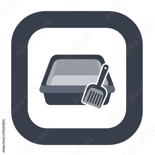 Cat litter box with a scoop, ideal for pet care brochures, websites, or social media posts. 