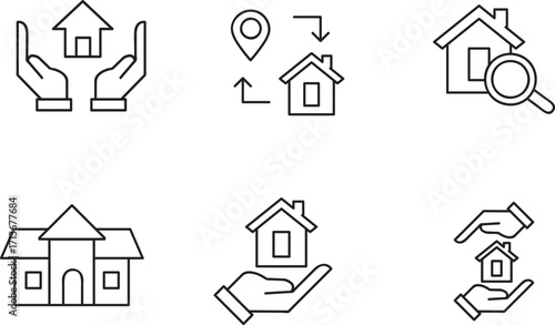 Rental Estate Line Editable Icons set.property, buying, renting, house, home. Editable stroke. Vector illustration. Linear business symbols..eps