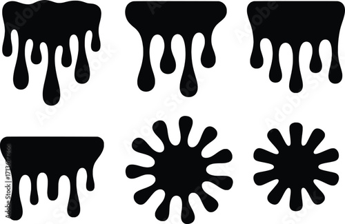 Set of dripping paint splashes and abstract blot shapes perfect for laser cutting and commercial use graphic design