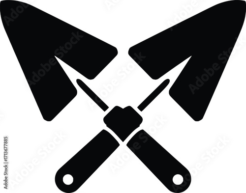 Gardening tools crossed trowels silhouette symbol representing horticulture work and cultivation