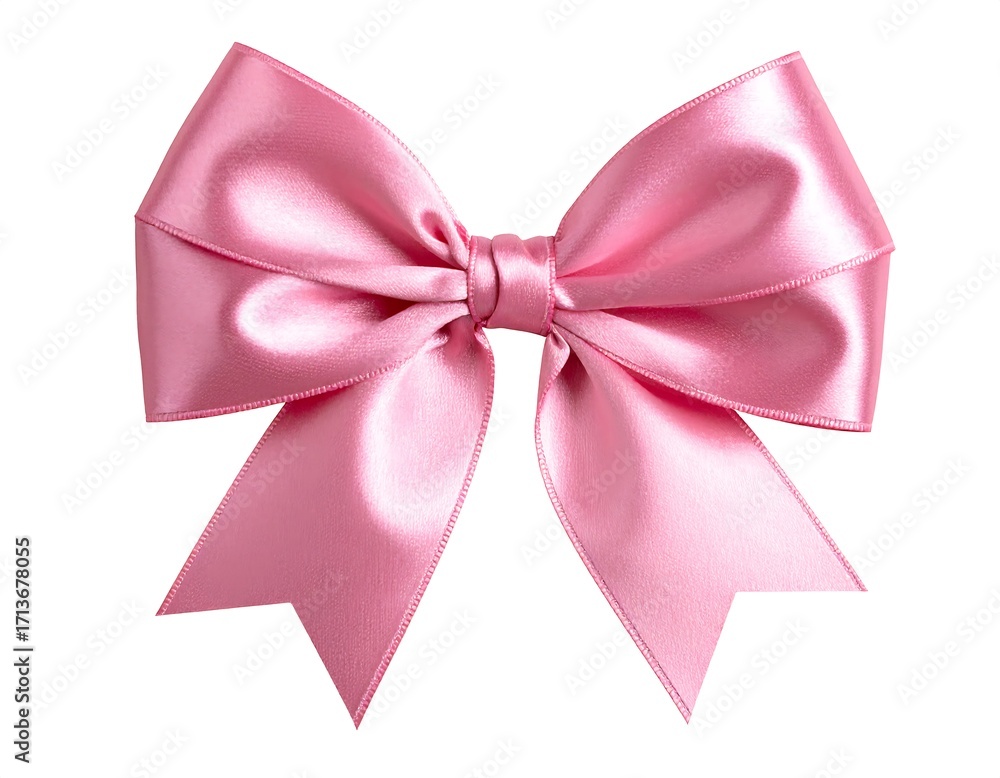 Naklejka premium Pink satin ribbon bow on white