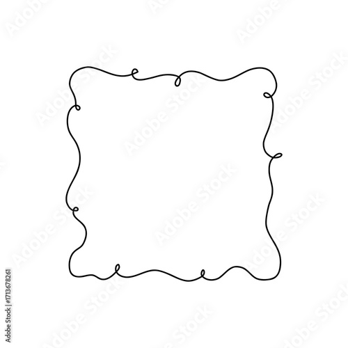 Whimsical wavy square frame for Christmas, Valentines or wedding. Cute and coquette style, perfect for girly designs, packaging, invitations, or aesthetic social media content. Vector illustration