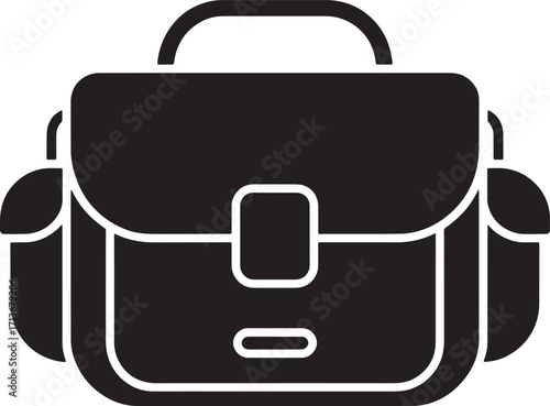 Briefcase Icon Vector Illustration: Business Bag, Office Bag, Document Case, Black, Isolated, Transparent