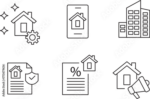 Rental Estate Line Editable Icons set.property, buying, renting, house, home. Editable stroke. Vector illustration. Linear business symbols1.eps