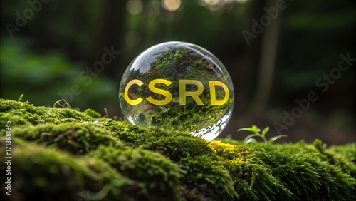 Corporate sustainability reporting directive csrd concept in a natural forest setting
