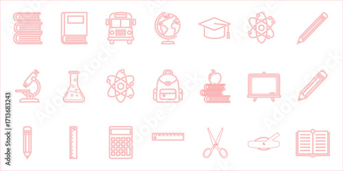 Hand drawn doodles collection of school and education related icons isolated on white background