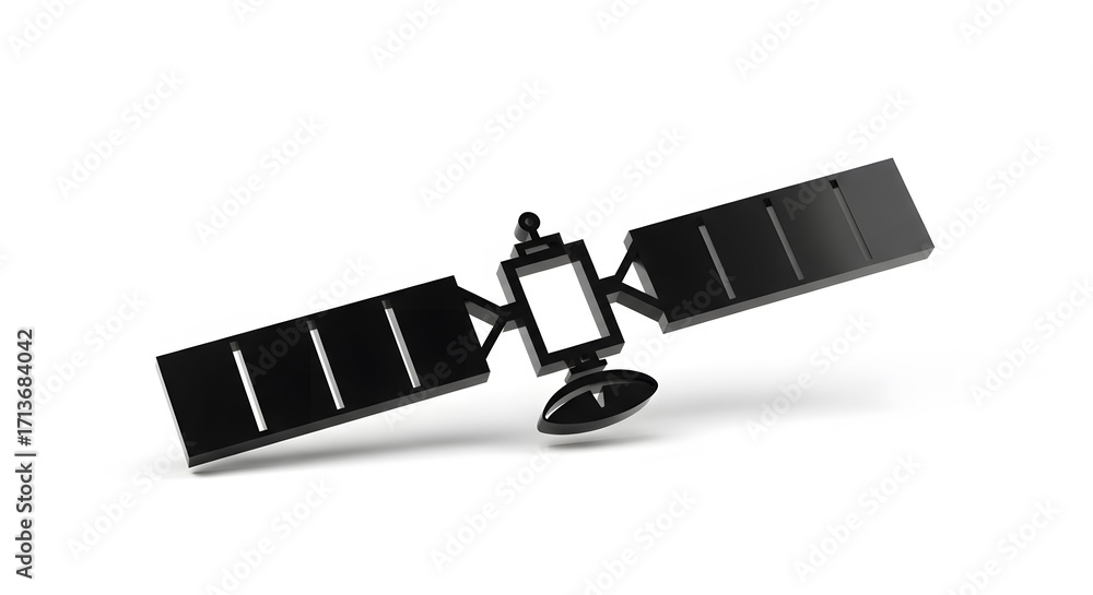 Naklejka premium Satellite Model on White Background: Space Technology and Communication.