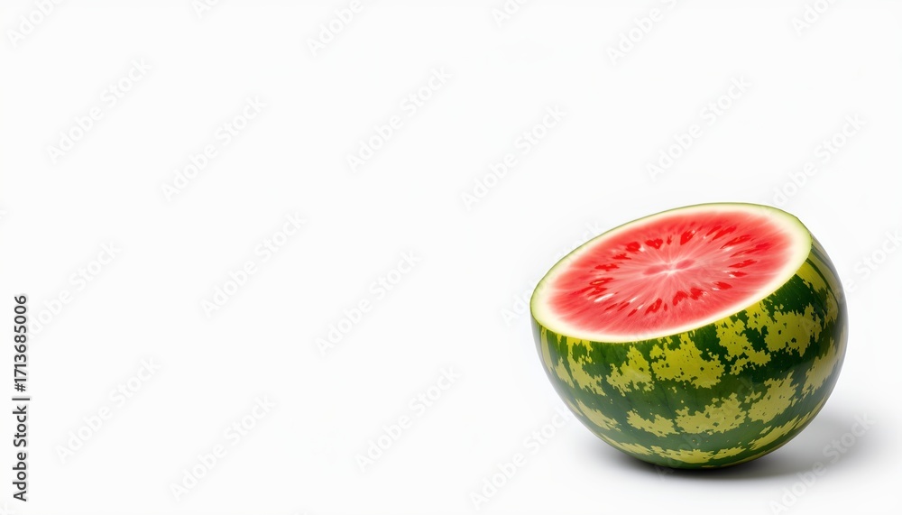 custom made wallpaper toronto digitalA single watermelon prominently in the foreground against a white background, conveying a minimalist still life theme.
