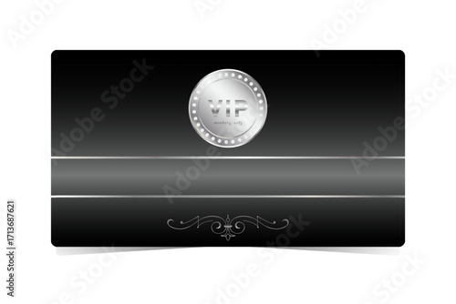 Abstract Black premium VIP card with silver elements