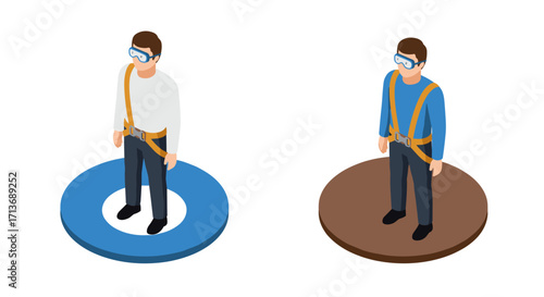 Isometric safety harness design with diverse base colors