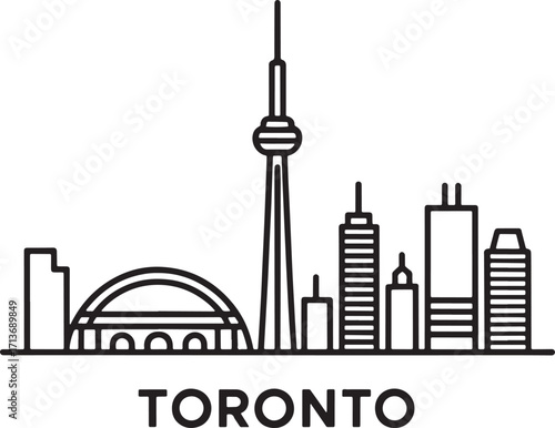 Toronto Canada City Skyline Outline Icon Vector Illustration. Canadian Urban Landscape Symbol Design.