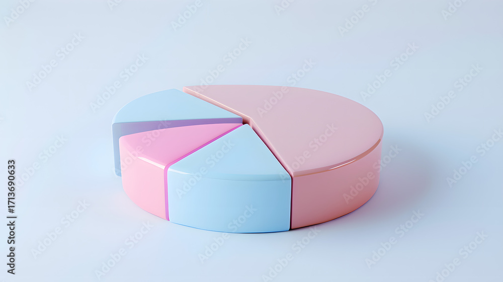 Obraz premium 3d minimal illustration of a single pie chart