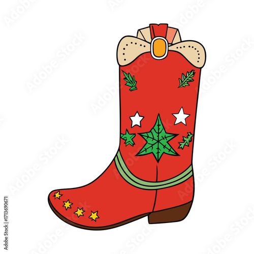 A charming cowboy boot filled with vibrant wildflowers, blending rustic Western style with cheerful, colorful blooms for a playful, nature-inspired look.
