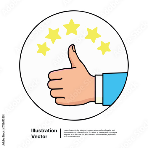 Exceptional service and product quality represented by a thumbs-up hand and five stars
