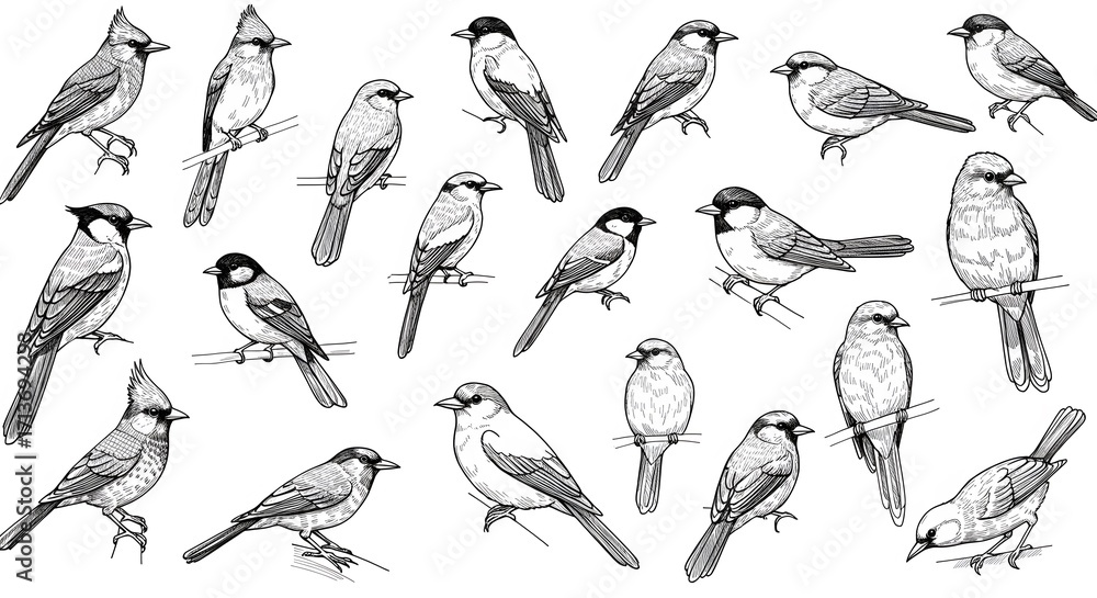 Naklejka premium Various bird illustrations