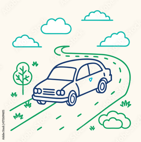 Automobile vehicle set of vintage cars and modern trucks driving on the road, with a transportation vector design and an illustration of a bus