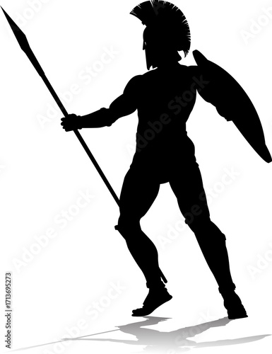 Spartan Silhouette Gladiator Trojan Greek Warrior