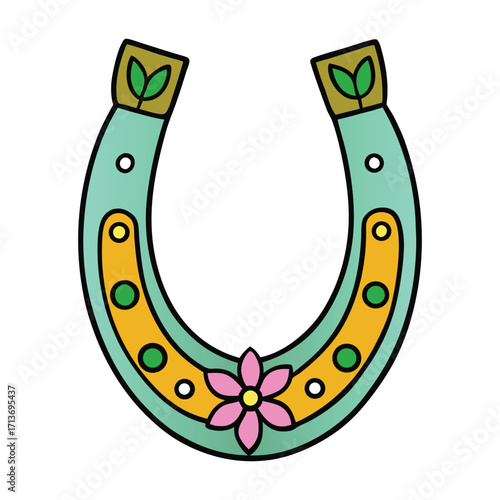 A classic horseshoe, shaped like a “U,” made of sturdy metal, symbolizes luck and protection, often nailed to doors or worn by horses for safe, strong steps.
