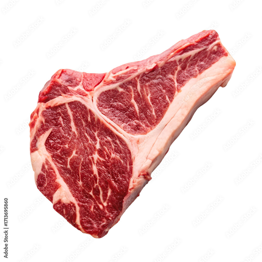 Obraz premium Raw Bone- In Ribeye Steak with Marbling on Black Background raw ribeye beef steak