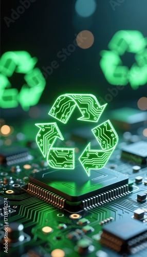 Electronic Waste Recycling Concept Green Tech and Sustainability