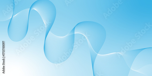 Wave curve lines banner blue background design. Abstract digital motion lines. Twisted curve lines and blend effect mesh. Technology abstract lines on white background. 