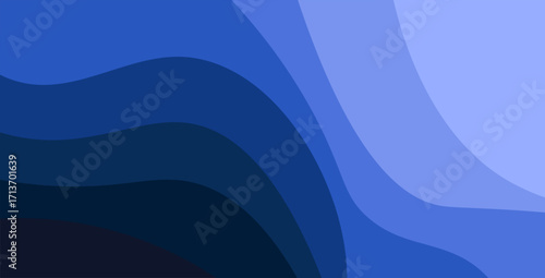 Multi layers blue color texture 3D papercut layers in gradient vector banner. Abstract paper cut art background design for website template. Topography map concept or smooth origami paper cut