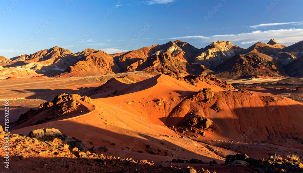 Fototapeta premium Colorful mountain range at sunrise (1)