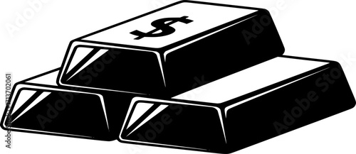 Gold Bars Icon Vector Illustration. Concept of wealth, investment, precious metals, assets, or value Sumbol