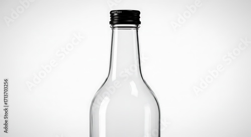 Wallpaper Mural Empty Glass Bottle with Black Cap on White Torontodigital.ca