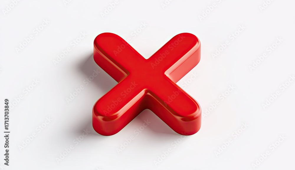 Obraz premium Red 3D 'X' mark on white background