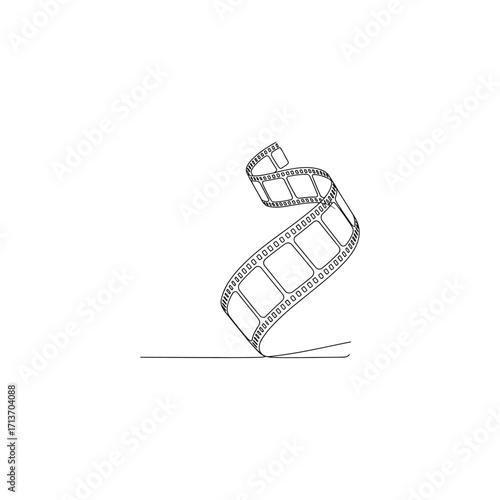 A Whimsical Journey Through Film Continuous Line Art Capturing the Essence of Cinema and Storytelling in Motion