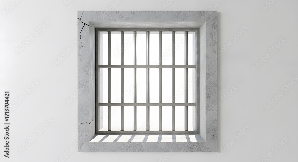 Fototapeta premium Window with Bars on a White Wall.