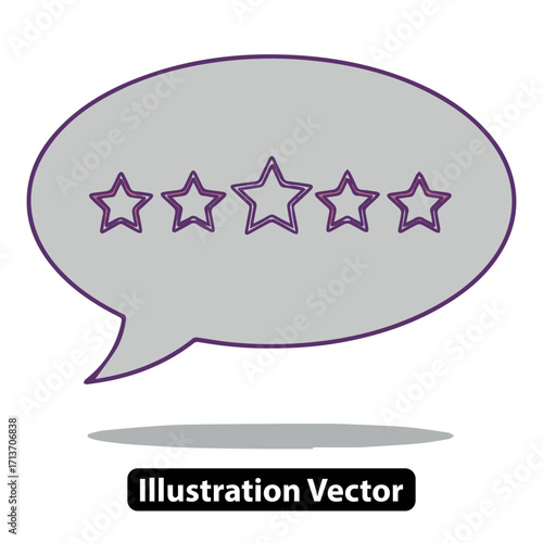 Customer feedback and satisfaction rating represented by star icons within a speech bubble vector graphic