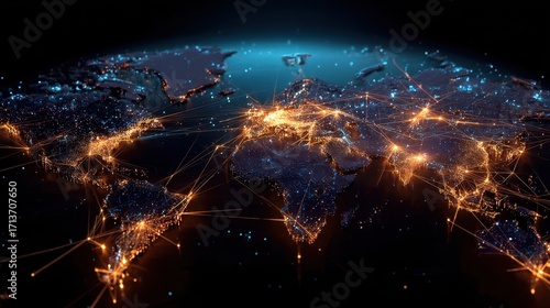 Earths Luminous Neural Network - An Orbital View of Global Data Streams at Night.