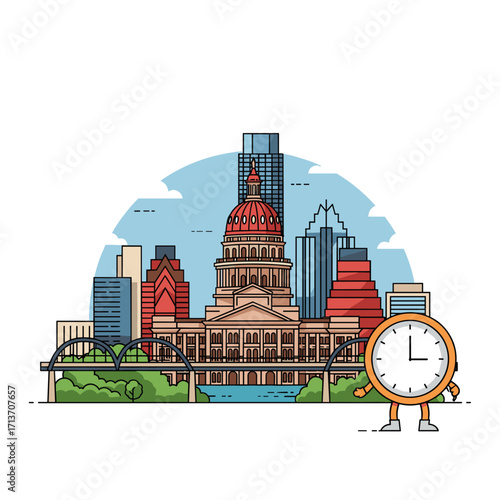 Texas State Capitol with Austin Skyline