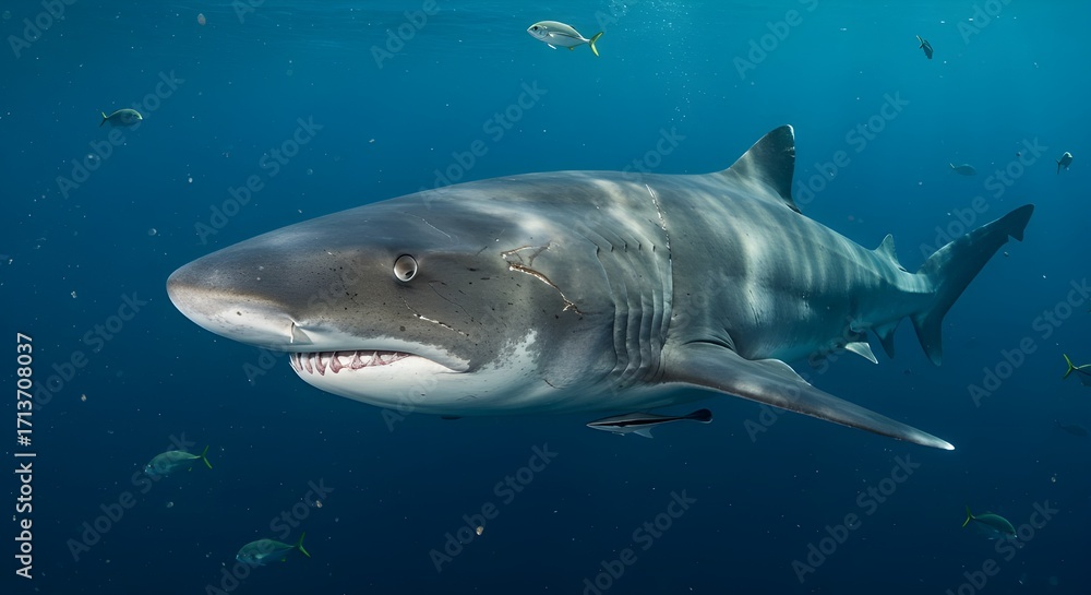 Fototapeta premium Close-Up of a Greenland Shark in the Deep Ocean 
