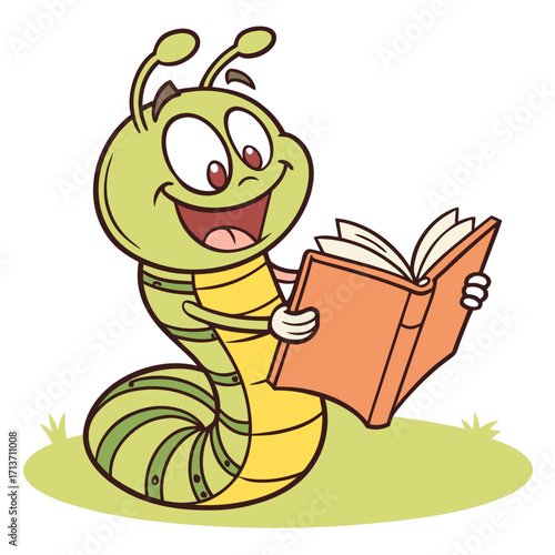 Playful Bookworm Mascot Character