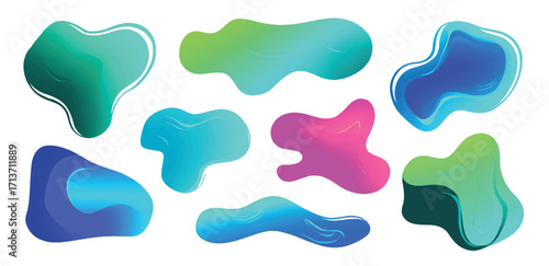 Abstract shapes vector design element set with vibrant gradient colors on a clean white background perfect for graphic projects