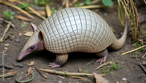 Armadillo Small burrowing and omnivorous mammal