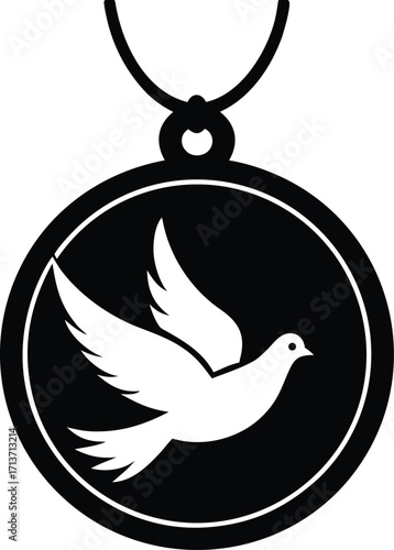 Dove and locket symbol of peace and holy spirit
