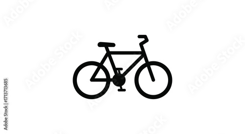 Simple black and white illustration of a classic bicycle with rounded tires