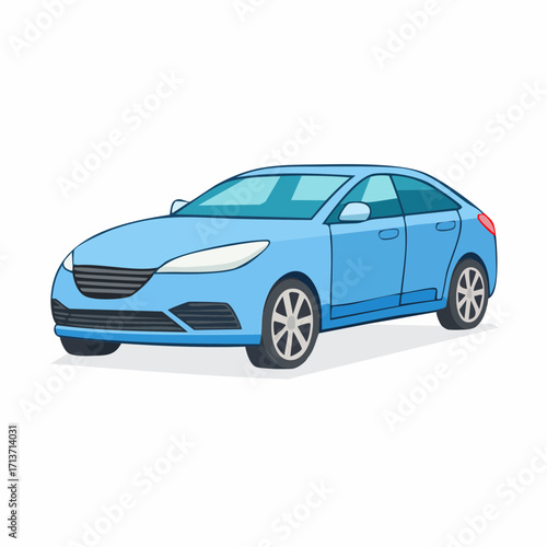 Blue sedan car parked on white surface, showcasing its sleek lines and modern aesthetic in a clean, minimalist style.